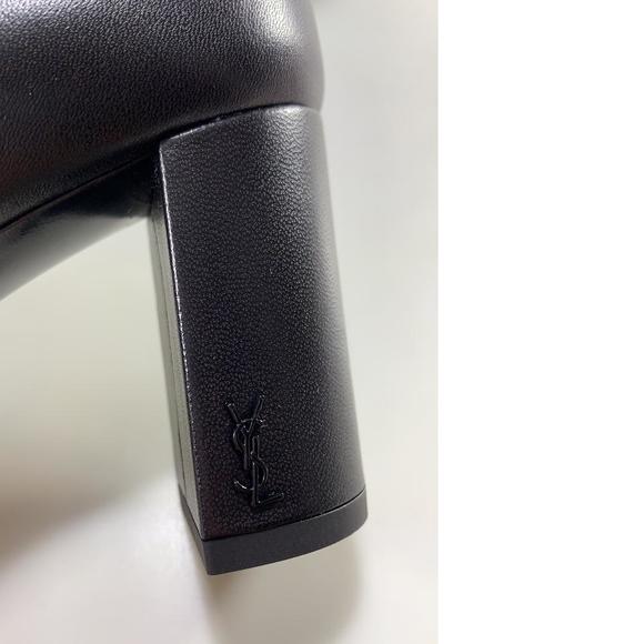 YSL Black Lou Pin Zip 70mm Nappa Leather Almond Toe Boots Booties D829 - Picture 4 of 12